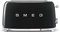Smeg TSF02BLUK 4 Slice Toaster, Long Extra Wide Slots, 3 Pre Set Options, Black