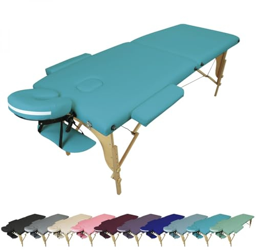 Vivezen - Table de Massage Pliante 2 Zones en Bois avec Panneau Reiki + Accessoires et Housse de Transport - Plusieurs Coloris