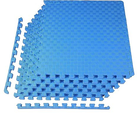 BalanceFrom 1 EXTRA Thick Puzzle Exercise Mat with EVA Foam Interlocking Tiles for MMA, Exercise, Gymnastics and Home Gym Protective Flooring, One Inch Thick, 24 Square Feet (Blue)