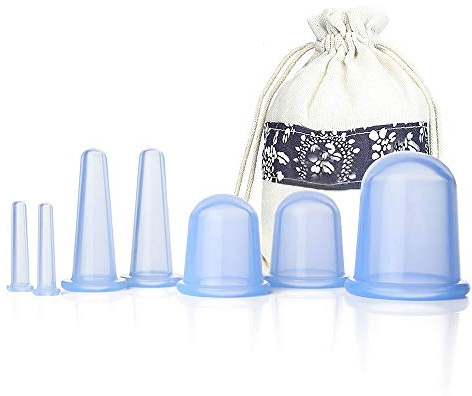 Juego de tazas de silicona para terapia con ventosas, 7 tazas anticelulíticas con tazas de masaje con bolsa de terciopelo para aliviar el dolor muscular
