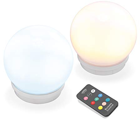 Esotec Solar Leuchtkugelset multicolor, schwimmend, 2er Set, 8 Lichtfarben, Akku, Fernbedienung, mehrere Modi, runde schwimmfähige LED Solarkugel, outdoor, wetterfest, außen, ⌀=15cm, 102126