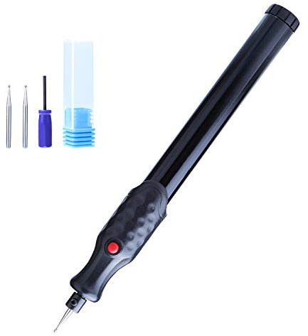 Herramientas de grabado eléctrico bolígrafo con 3 puntas de diámetro grabadas de metal, vidrio, madera, piedra, plata, plástico, cuero, joyería (negro)