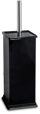 Harbour Housewares Black Square Toilet Brush and Holder – Stainless Bathroom Accessory with Enclosed Design – Rust Resistant, Non Slip and Compact Cleaning Solution for Modern Home Spaces