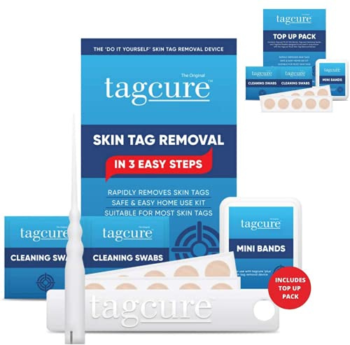 Tagcure Skin Tag Removal Kit zur einfachen Entfernung von Hautmarken (inkl. Skin Tags Remover & zusätzliches Band Nachfüllpackung)