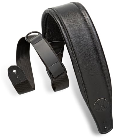 Levy's MRHGP-BLK Gitarrengurt Right Height - Garment Leather Padded 3 - Black