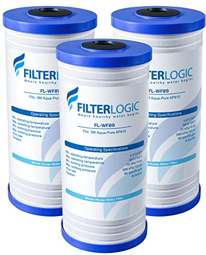 FilterLogic AP810 Whole House Water Filter, Replacement for 3M Aqua-Pure AP810, AP801, AP811, WHKF-GD25BB, Pack of 3 (Packing May Vary)