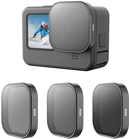 TELESIN 3er-Pack Filter ND8 ND16 ND32 für GoPro Hero 12 Hero 11 Hero 10 Hero 9, Kameralinse, Neutraldichte und Polarisationslinsenfilter Filter Set für GoPro Hero 11/10/9 Schwarz | ND Filter, Kameralinse, Neutraldichte und Polarisationslinsenfilter Filter Set, für Go Pro Hero 12 11 10 9 Schwarz