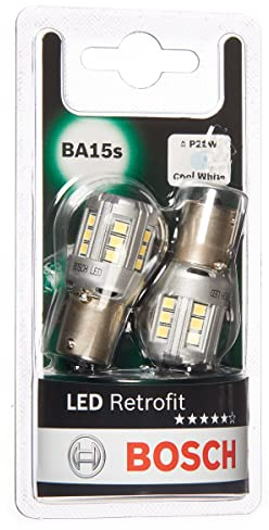 Bosch P21W LED Retrofit - Lampes de phares LED de remplacement - 12 V, 6000 K, lumière blanche froide, mise à niveau plug-and-play, durée de vie jusqu'à 10 000 heures, x2