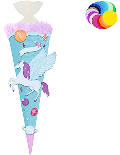 alles-meine.de GmbH Bastelset - Schultüte Farbe & Größe wählbar 70/85 / 100 cm - Einhorn - Pegasus - Farbe frei wählbar - Bastelschultüte - Zuckertüte zum selber Basteln Be..