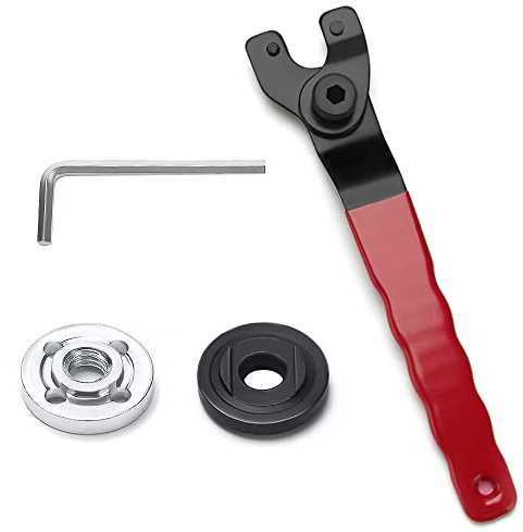 VooGenzek Verstellbarer Winkelschleifer Maulschlüssel, mit Schlüssel und 2 Flanschen, 10-52mm Verstellbarer Stiftschlüssel, Universal Verstellbar Zapfenschlüsse Stirnlochschlüssel (Rot Schwarz)
