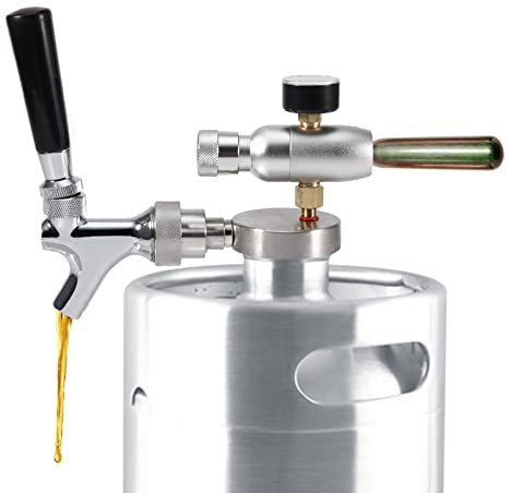 Regulador de CO2, grifo de barril de cerveza de acero inoxidable para 2L/3,6L/4L Mini barril de cerveza Growler,