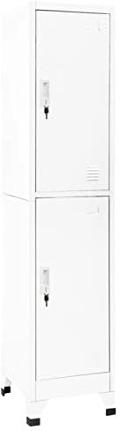 Tidyard Schließfachschrank Umkleideschrank Metallschrank Fächerschrank Mehrzweckschrank Stahlschrank Lagerschrank Aufbewahrungsschrank Schrank Spind Weiß 38x45x180 cm Stahl