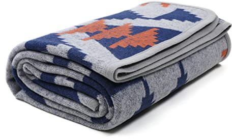 ACUSHLA Merino Wool Blanket Soft Warm Thick Bed Couch Outdoor Camping Travel Car Throw All Weather Aztec Style Grey 63 x 51 Inch