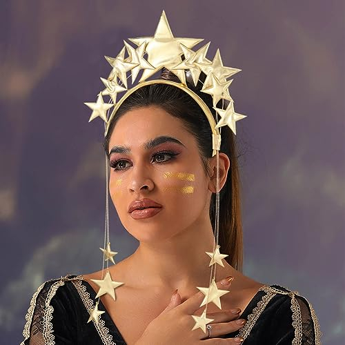 Zoestar-Sternen-Stirnband, goldene Heiligenschein-Krone, Sternengöttin-Kopfbedeckung, Party-Kostüm, Haar-Accessoires für Damen