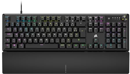 CORSAIR K70 CORE RGB Clavier de Jeu Mécanique Filaire avec Repose-Poignets – Interrupteurs Linéaires Lubrifiés MLX Red, SOCD, Amortissement du Son, Cadran de Contrôle Des Médias, AZERTY FR – Noir
