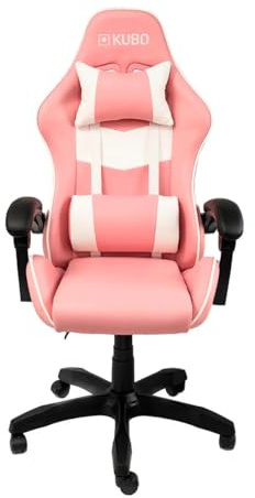 KUBO - Silla Gamer - Ergonómica - Reposacabezas - Elevación Gas Nivel 4 - Máximo Confort - Color: Rosa - Peso Máximo de hasta 130 kg