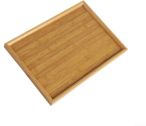 HEIBTENY Plateau de service multifonction en bois de bambou - Plaque de barbecue - Assiette plate - Plateau de service rectangulaire en bambou - Vaisselle - Pour cuisine, fête, bar à thé (37 x 26 cm)