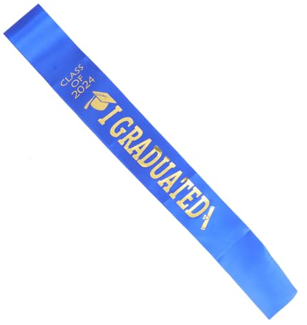 Luxshiny Absolventenschärpe Jahrgang Blaue Ribbon Feier Requisite