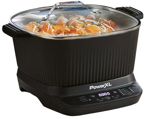 STIRMAX - Multicocina digital de 7.5 cuartos con paleta automática para revolver y triturar, preajustes programables 9 en 1 para saltar, rascar y café alimentos antes de cocinar a fuego lento