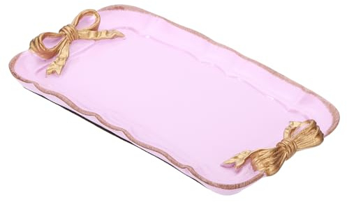 PATIKIL Vassoio Decorativo Vintage, Vassoio Porta Asciugamani, Vassoio Portaoggetti Piatti Frutta Cosmetici Organizzatore Gioielli Design Retrò Fiocco Rettangolare Resina, Viola