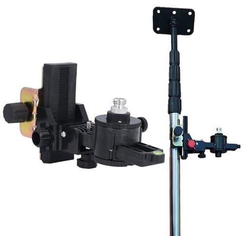 Adaptateur de Niveau de Support de Réglage Fin, Base Pivotante en Forme de L Réglable à 360° avec Clip Réglable pour Support de Tige Télescopique [Adaptateur 15 Mm + Connecteur 6