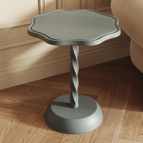 Moderner, runder Beistelltisch mit mattem Finish, Kleiner Akzenttisch für Enge Räume, Säulentisch für Schlafzimmer, Wohnzimmer und Sofaecken, stilvoller Getränketisch in Grauer Far