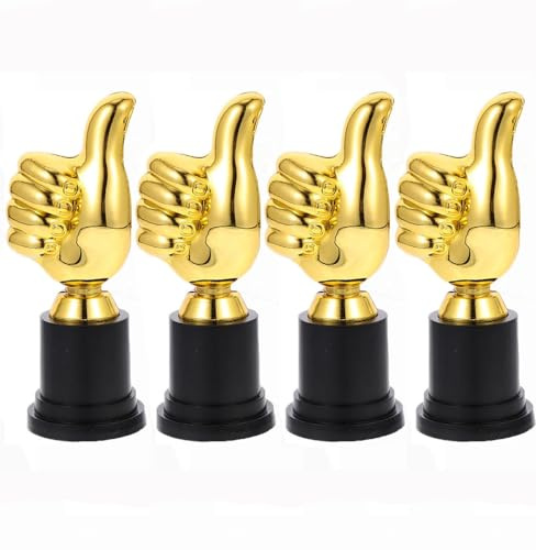 Wxinsheng Thumbs Up Trofeo Premio,4 Mini Coppe in Plastica Oro per Bambini,Sport,Scuola e Feste Trofei Personalizzati per Competizioni,Cerimonie e Premi Motivazionali