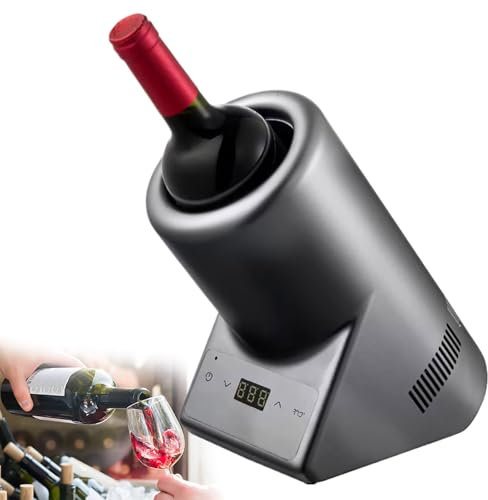 Beachtiful Enfriador de Vino Eléctrico, Cubo Enfriador de Vino para 750 ml de Vino Tinto y Blanco o Champán, Bodegas de Vino Portátiles, Enfriador sin Hielo para Regalo de Fiesta,B