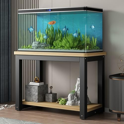 SunCourtyard Fish Tank Stand, 2-tier Rack Shelf Heavy Duty Metal Frame Aquarium Stand ,Reptile Tank Turtle Terrariums Stand Breeder Tank Stand, Sofa Side End Table Printer Table, 880 Lbs Capacity