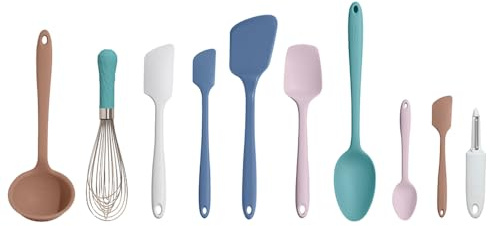 GIR: Get It Right 10-Piece Silicone Ultimate Kitchen Utensil Set – Spatulas, Ladle, Flip, Spoons, Whisk, Peeler & Spoonula – Nonstick, Non-Toxic, Heat-Resistant – Danish