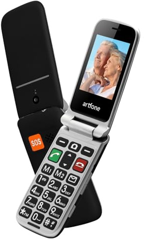 artfone CF241A Nero - Telefono Cellulare per Anziani丨GSM Flip Telefoni Cellulari con Tasti Grandi丨2.4 Display丨Funzione di orario丨Funzione SOS丨Volume Alto丨Doppia SIM丨Batteria da 1300 mAh丨Torcia丨FM