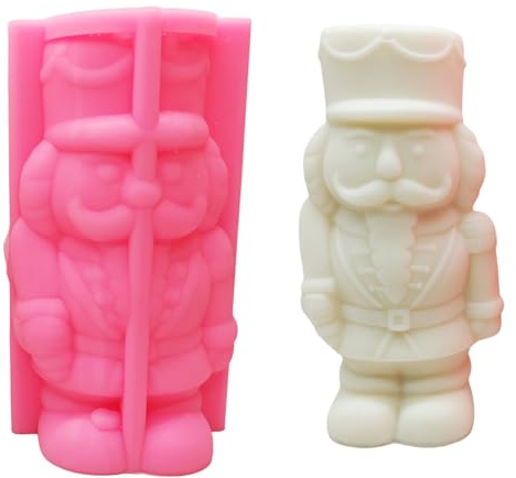 Moule en silicone compact en forme de soldat casse-noisette de Noël pour décorations parfumées et décoration créative
