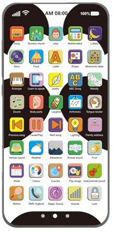 Play Cell Phone - 5.91x2.95 inches Touch Screen Interactive Mobile Toy with Lights and Sounds, Educational Rechargeable Game Phone for Kids, Travel Entertainment for Early Learning Development Gift