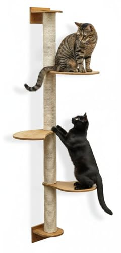 eyepower 175 cm Wandkratzbaum Luna mit 3 Plateaus zum Klettern - Kratzbaum Groß für Katzen - Kletterbaum mit Wandhalterung - Katzenbaum zur Wandmontage - Kletterwand Katze Kratzstamm Kratzsäule Wand