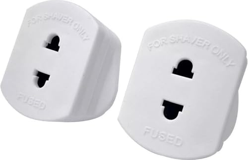 2pcs13A Shaver Adaptor with 1A Fuse Electric Shavers 2 Pin To 3 Pin Adapter Plug UK Heavy Duty Converter Adaptor Perfect for Travel