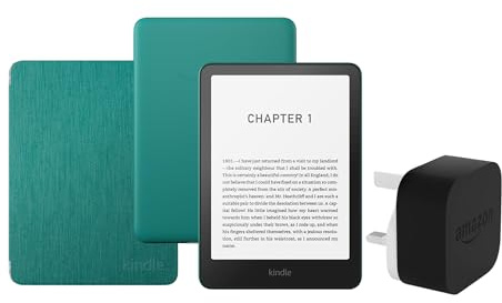 Kindle Paperwhite (2024 Release) 16 GB Con publicidad Con funda trasparente jade y adaptador de 9 W