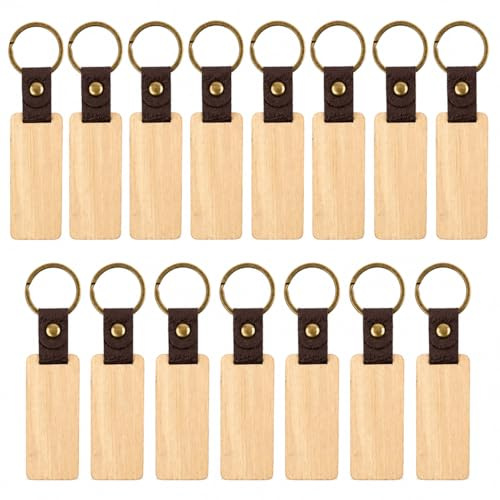 15PCS Porte-clés en Bois Vierges, Porte Cé Personnalisé Bois Pour Creation Personnalisee Porte Cle Bois Naturel Pour Gravure Laser Et Bois Pour Pyrogravure Idee Diy Artisanale Et Cadeau Sur Mesure