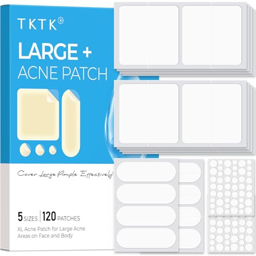 TKTK Parch hidrocoloides, 45 x 45 mm. Parches grandes para granos en la cara, parches XL para el acné en el cuerpo, la espalda, la frente y las mejillas