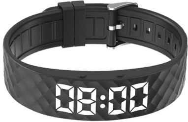 e-vibra Vibrating Alarm Watch, Potty Training Wristband Rechargeable Pill Reminder Watch with 15 Daily Alarms (Black-Large)
