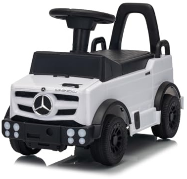 TCARAIWEN Kinder Rutschauto Mercedes-Benz Unimog Lizenz, Fuß-zu-Boden Rutscher für Kleinkinder 1-2 Jahre, Baby Rutscherauto mit Sicherheitsbügel (Weiß)