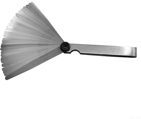 Spessimetro in acciaio inox a 32 lame per valvole metriche imperiali Set di misurazione a doppia marcatura (0,001-0,04) per (0,03-00 mm) spazio conico in acciaio temperato 65 mn antiruggine