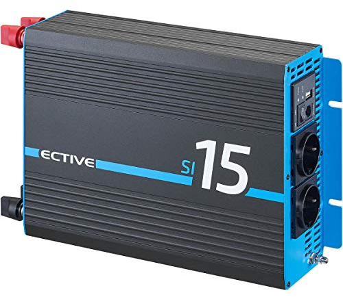 ECTIVE - Wechselrichter 12V auf 230V SI15-1500W Reine Sinuswelle - Offgrid-Spannungswandler DC/AC Strom mit USB, Überlast- & Überhitzungsschutz - Inverter Stromwandler für Haushaltsgeräte & Camping