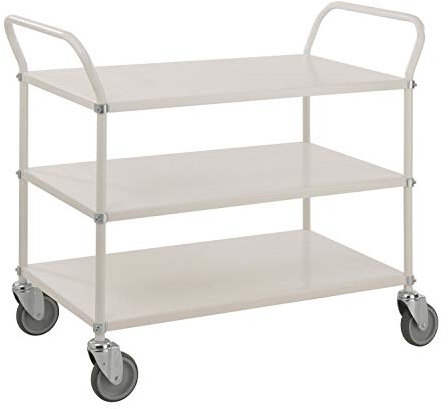 MTPFF48 Serie K 500 Rollwagen mit Tablett, 3 Böden, 1070 mm Länge x 585 mm Breite x 940 mm Höhe, weiß