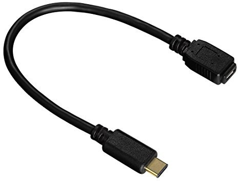 Hama USB-C-Adapterkabel (USB-Type-C-Stecker – Micro-USB-2.0-Buchse) vergoldet, 15 cm, schwarz