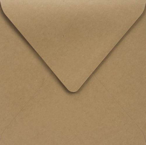Netuno 25 Umschläge Kraftpapier Natur-Braun quadratisch 15,5x15,5 cm | 100g Naturpapier · feine stilvolle robuste sandbraune Briefumschläge für Hochzeit, Einladungen, Grußkarten & Geburtstag