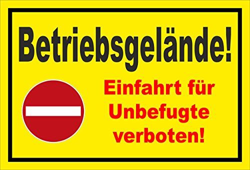Schild - Verbot der Einfahrt - Betriebsgelände - Einfahrt für Unbefugte verboten – 60x40cm | stabile 3mm starke PVC Hartschaumplatte – S00358-012-C +++ in 20 Varianten erhältlich