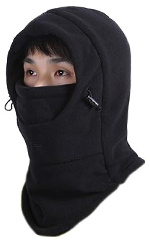 Azarxis Fleece Winter Sturmhaube, Warme Gesichtsmaske, Skimaske für Snowboard, Radfahren, Motorrad, Sport (Schwarz - zweistöckig)