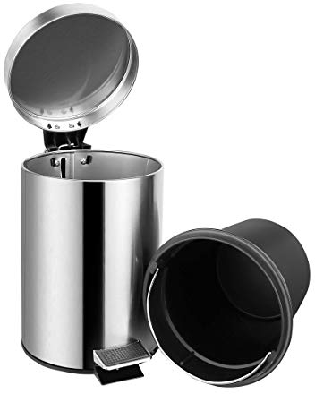 Ambrosya® | Secchi Cosmetici esclusivi in Acciaio Inossidabile | Cestino Bagno Coperchio Litro Sacco della Spazzatura Pedale WC Pattumiera (Acciaio Inossidabile (Spazzolato), 3 Litri)