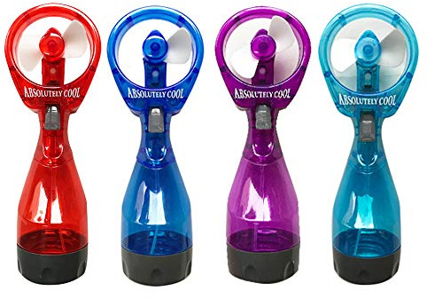 MOONIGHTING Pack of 4 Water Mist Spray Bottle Fan Portable Handheld Mister Battery Operated- Color Randomly