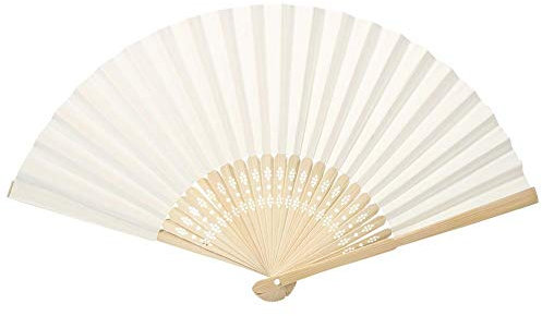 Biitfuu Ventole di bambù colorate di carta tenute in mano ventaglio pieghevole di pittura per la decorazione della festa nuziale(Beige)